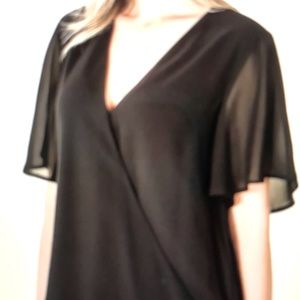 Sz X L Black Double-Layer Chiffon Side-Tie Top